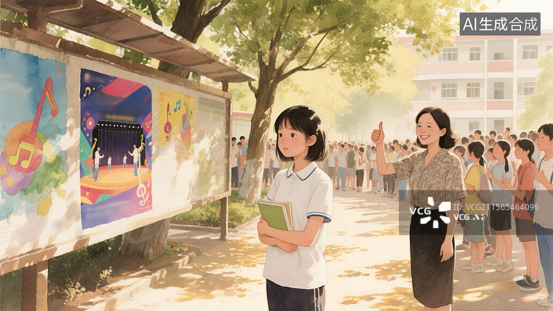 【AI数字艺术】校园里的梦想与师生的鼓励图片素材