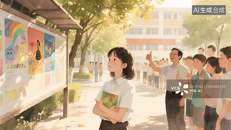 【AI数字艺术】校园里的梦想与师生的鼓励图片素材