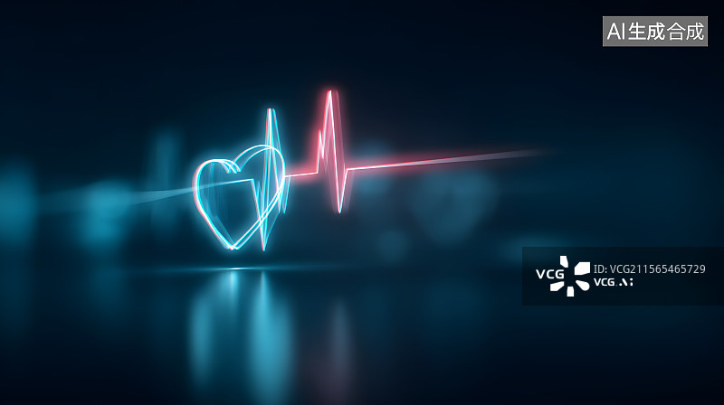【AI数字艺术】心电霓虹之韵图片素材