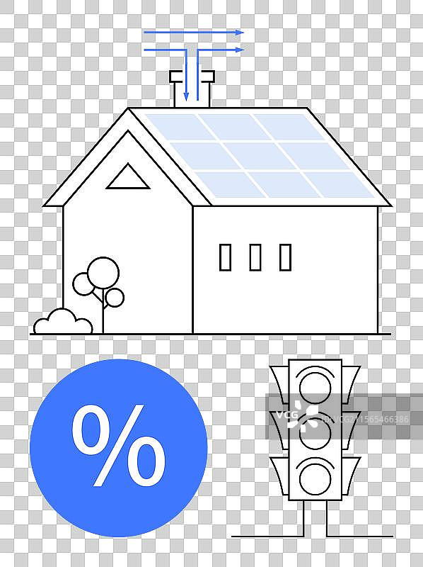 智能家居配备太阳能电池板和能源效率图片素材