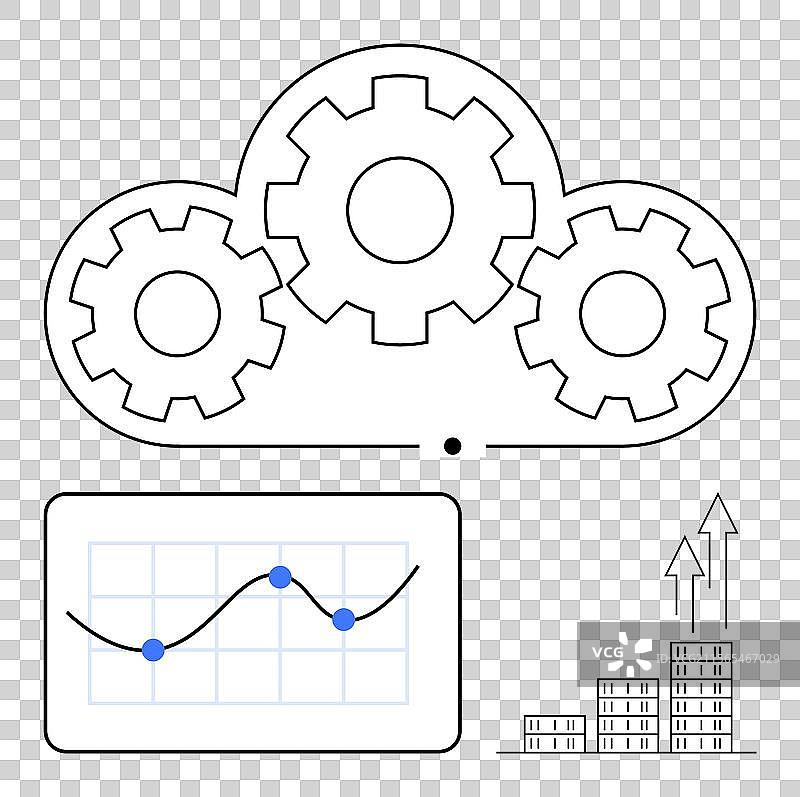 云计算与齿轮数据分析图表图片素材