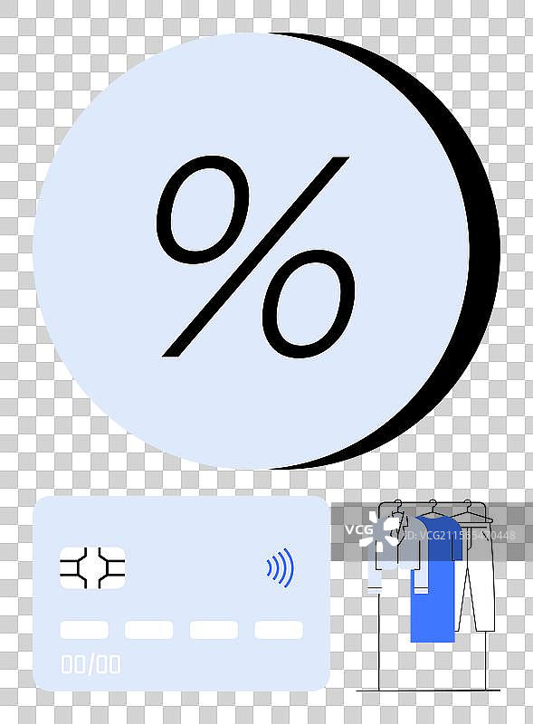 百分比符号、信用卡和衣架图片素材
