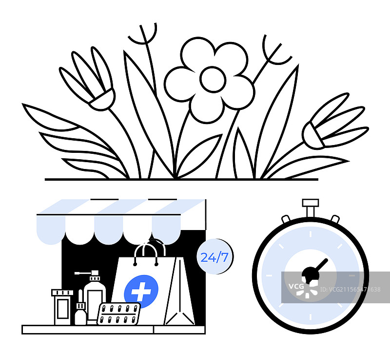 提供24小时服务的自然主题药房图片素材