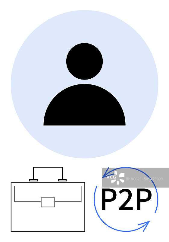 带公文包和点对点箭头的个人资料图标图片素材