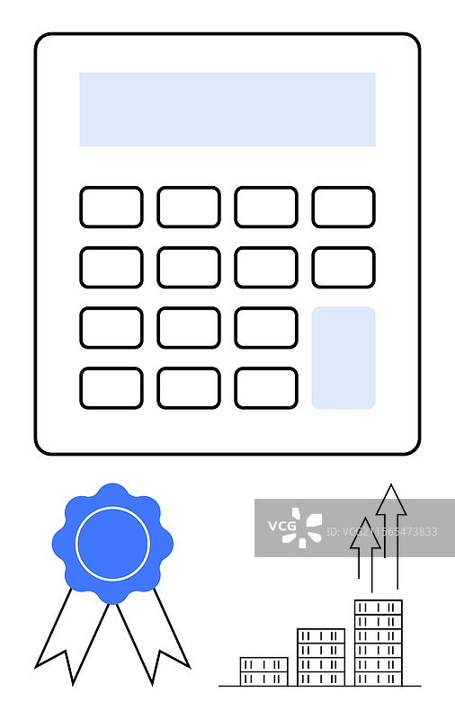 带有增长图表和成就的计算器图片素材