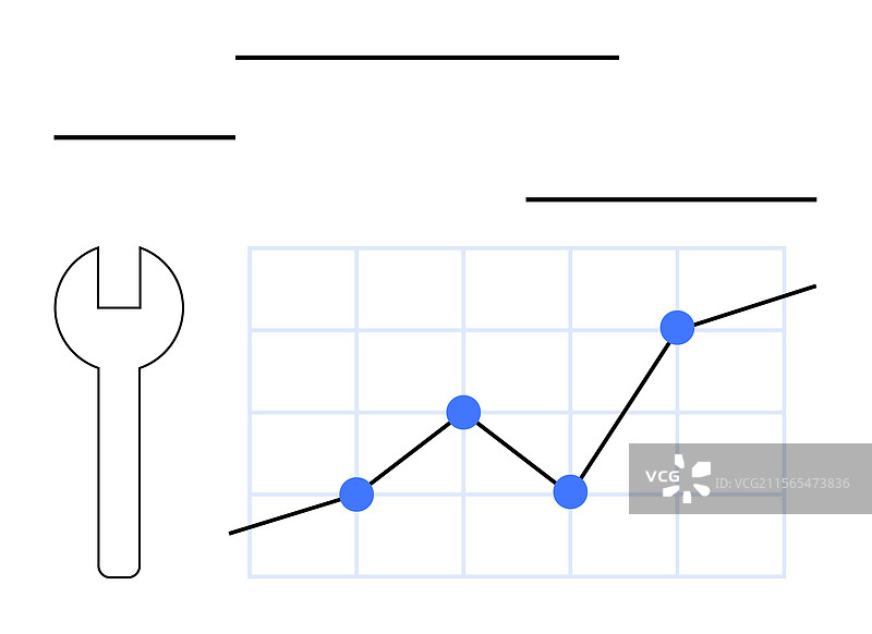 数据优化概念与扳手和上升趋势图片素材