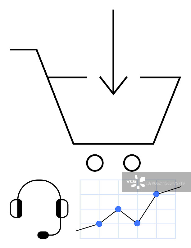 电子商务购物车与分析图表图片素材