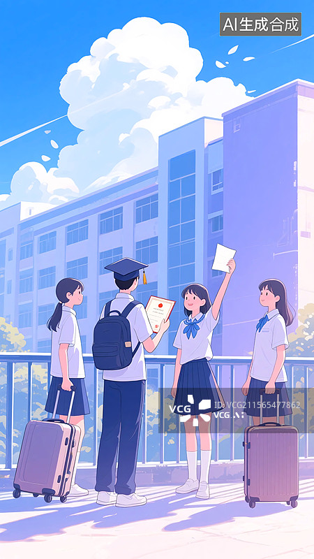 【AI数字艺术】毕业生挥手合影留念图片素材