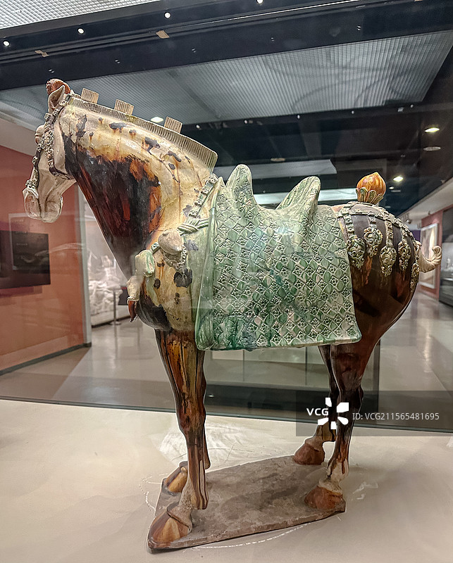 唐代 唐三彩三花马 大唐西市博物馆图片素材