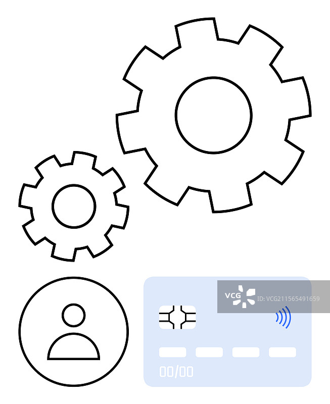 带有用户图标和非接触式的齿轮机制图片素材
