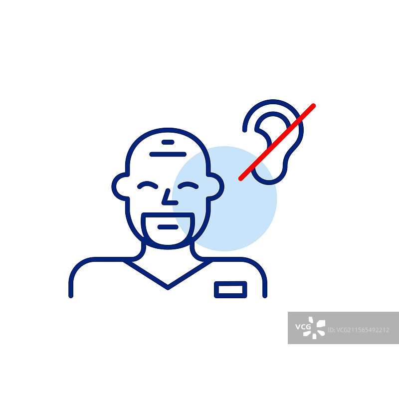 男性医生或护士与耳朵交叉符号图片素材