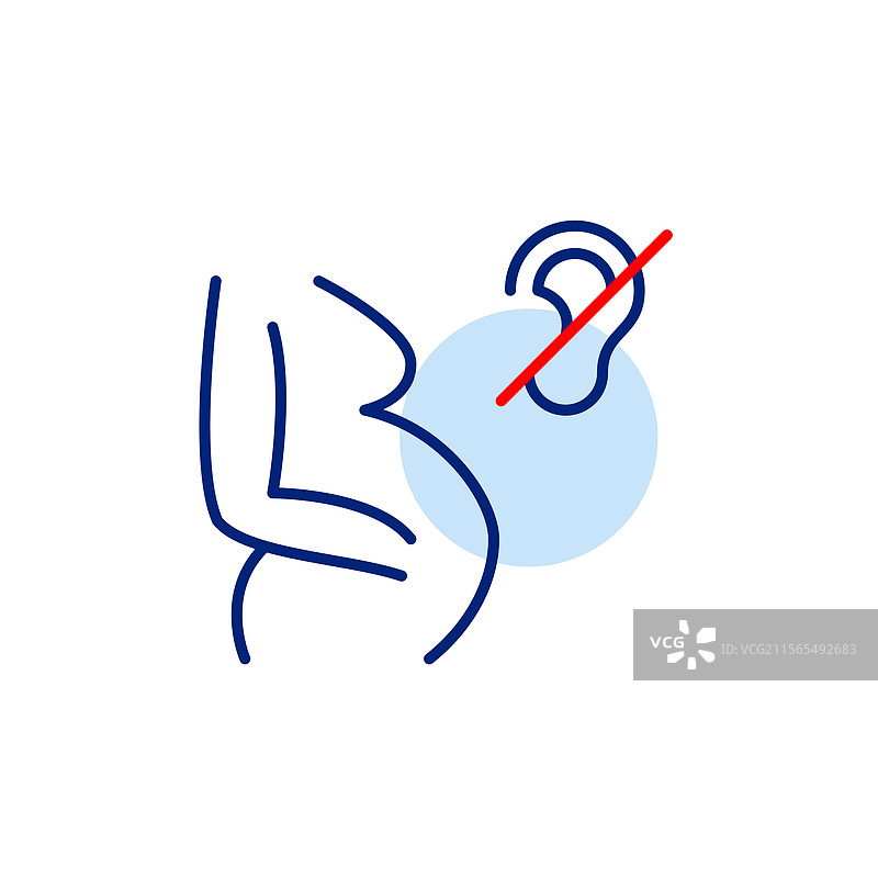 怀孕的女人和耳朵交叉的安静怀孕状态图片素材