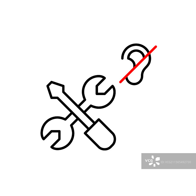 扳手和螺丝刀交叉，耳朵安静图片素材
