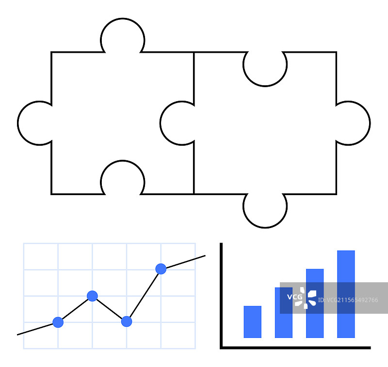 拼图块与图表和图形连接图片素材