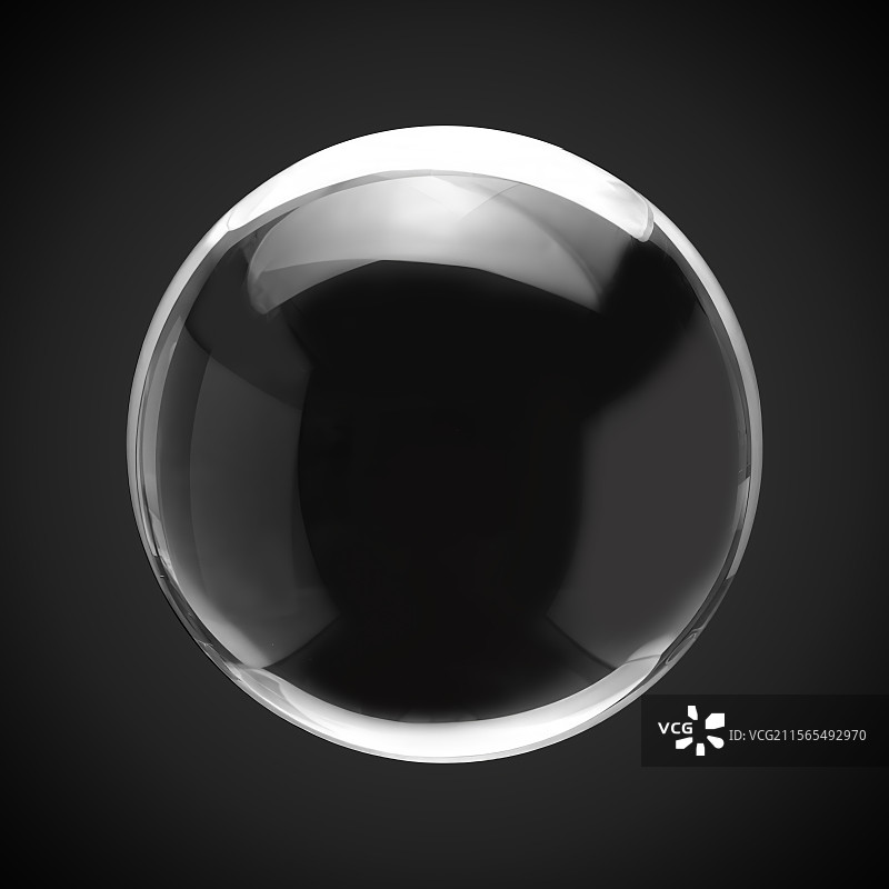 带反射的透明玻璃球体在深色背景图片素材