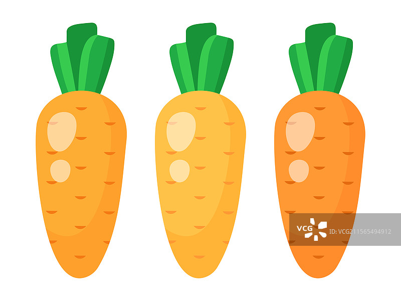 一组三根鲜艳橙色的卡通胡萝卜图片素材