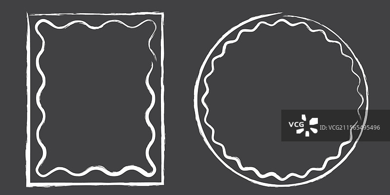 手绘蕾丝内缘波浪框粉笔线图片素材