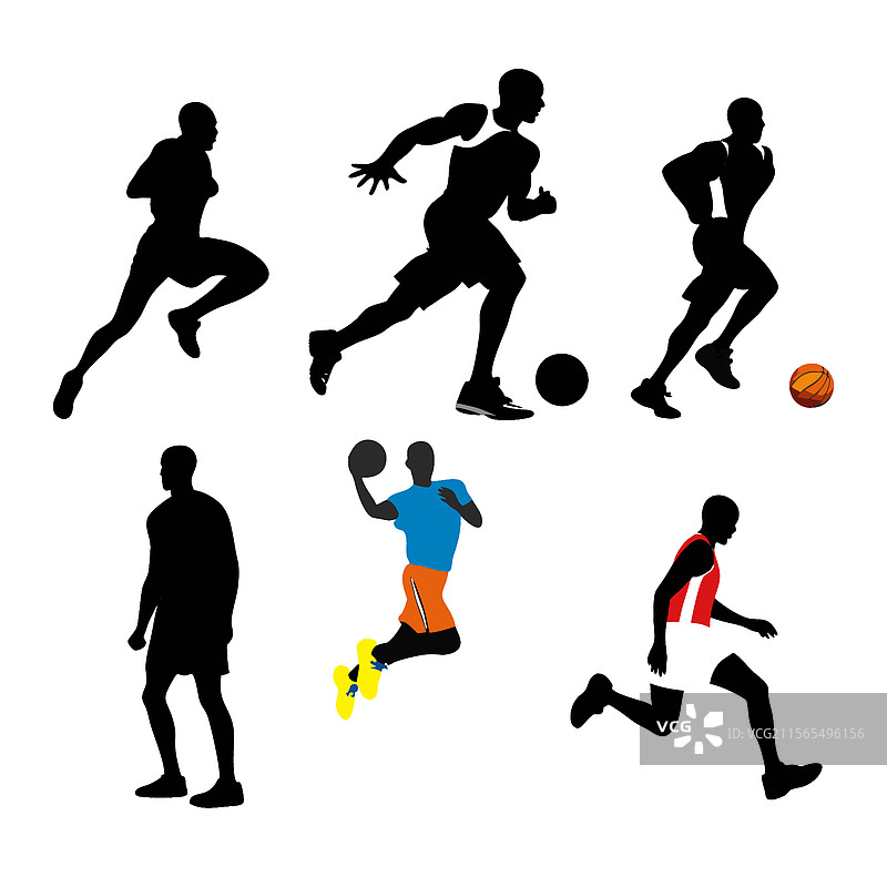 一组运动员的剪影图片素材