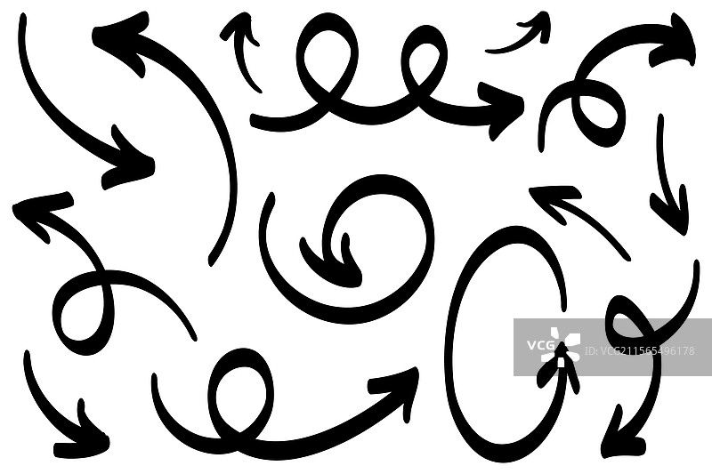 手绘箭头涂鸦设计元素集合图片素材