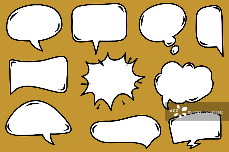 手绘的独立涂鸦对话框集合图片素材