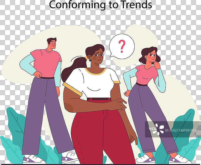 女性在同伴压力下犹豫不决地站着图片素材