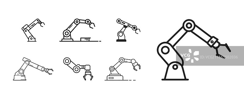 带有绘图的机器人手臂图标被孤立在一个背景上图片素材