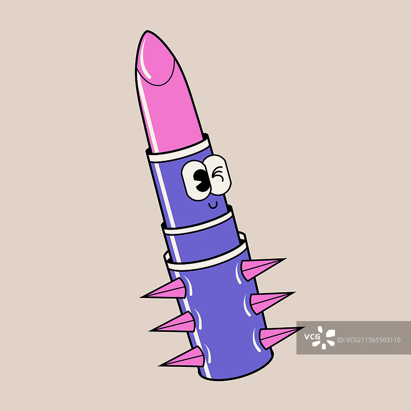 涂鸦可爱的角色与口红图片素材