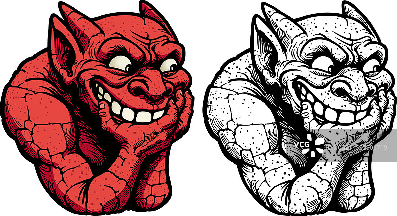 红色石头恶魔笑着捂住嘴巴图片素材