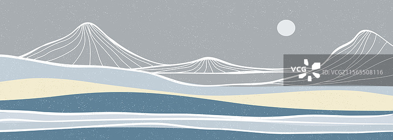 极简风格的几何山脉风景图片素材