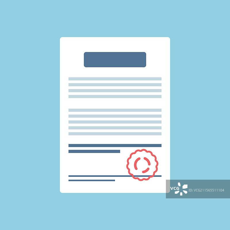 平面风格的带有印章和文本图标的文件图片素材