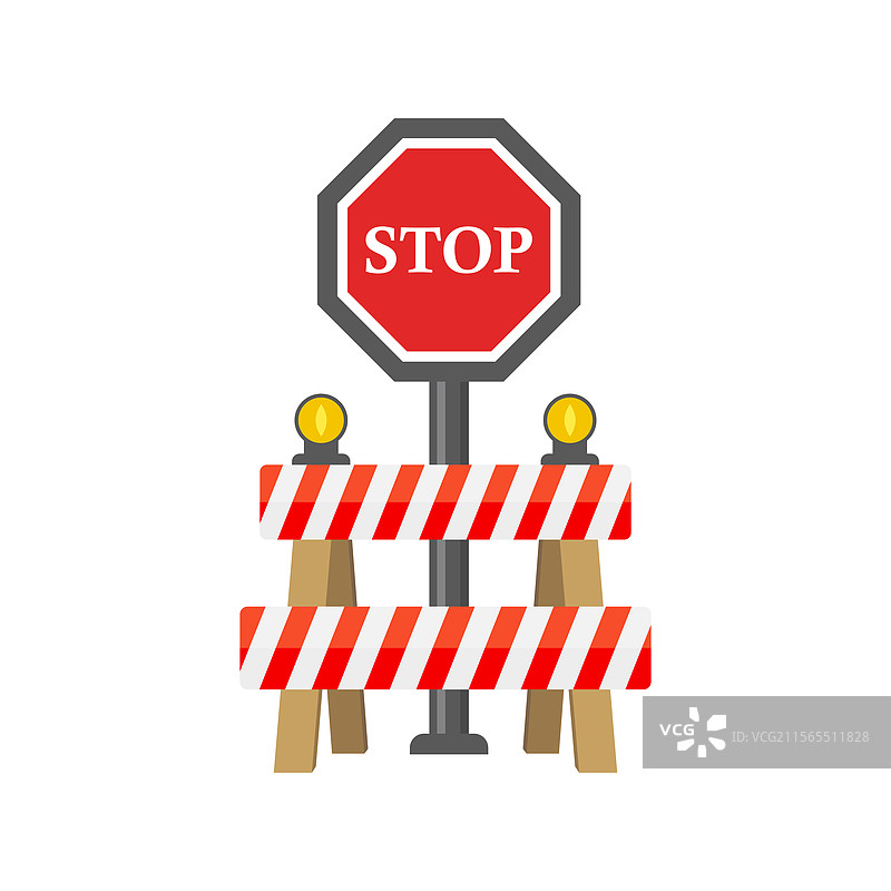 平面风格的交通阻断路障图标图片素材