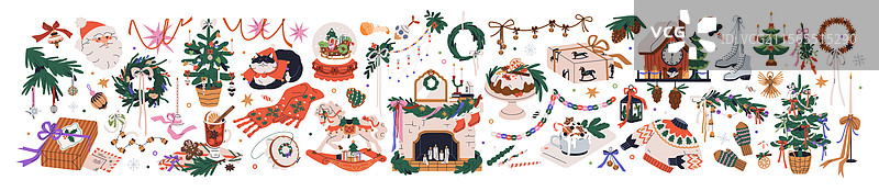 圣诞装饰冬季节日元素套装图片素材