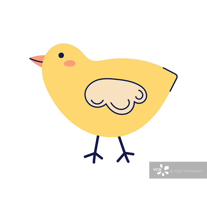 可爱的黄色小鸡快乐地走到一旁，复活节快乐图片素材