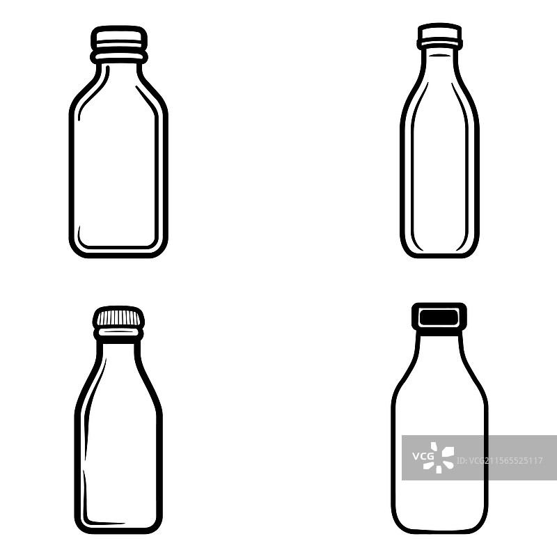 瓶子图标，白色背景，线条风格图片素材