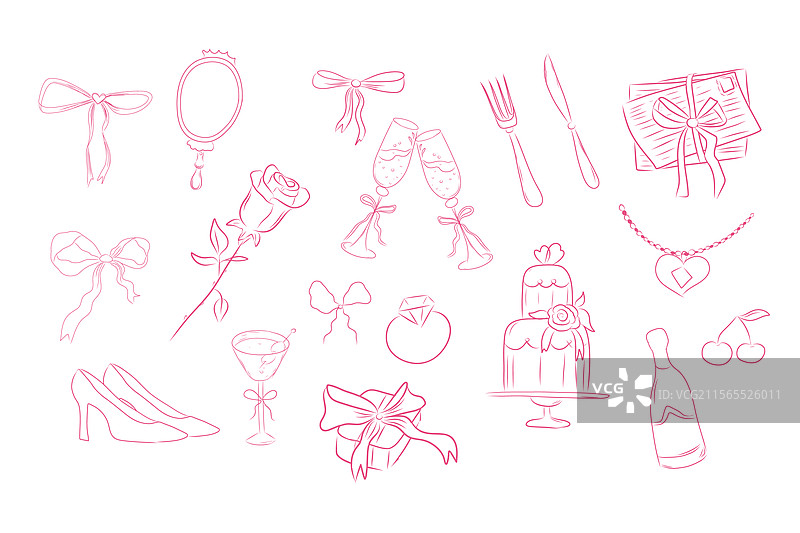 浪漫的调皮女孩粉色婚礼套装图片素材