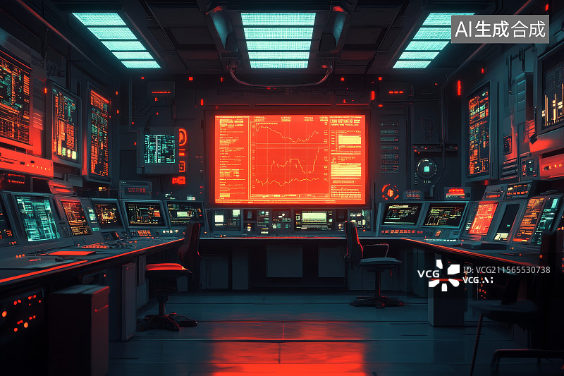 【AI数字艺术】未来科技控制室图片素材