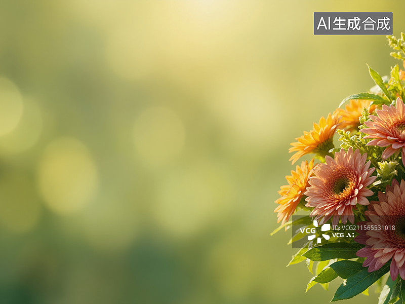 【AI数字艺术】花丛中的温暖阳光图片素材