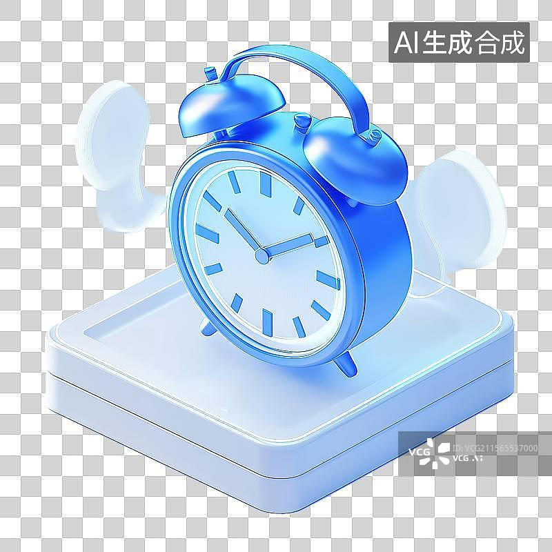 【AI数字艺术】免扣元素蓝色的闹钟3d图标图片素材
