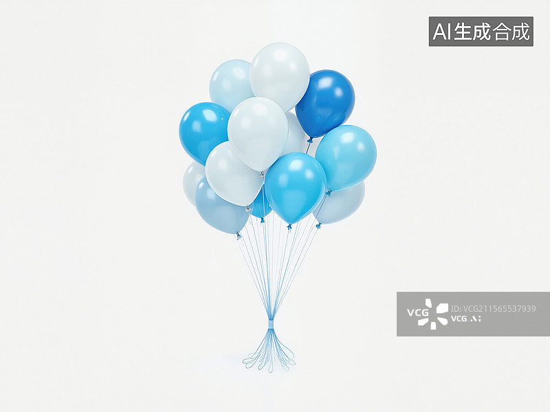 【AI数字艺术】蓝色气球飘扬图片素材