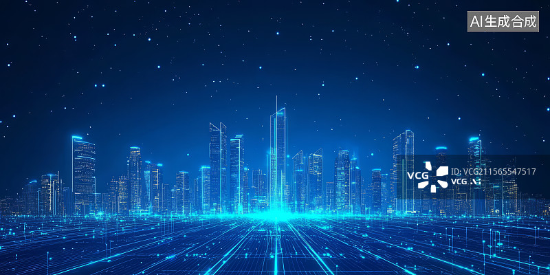【AI数字艺术】智慧城市夜景图片素材