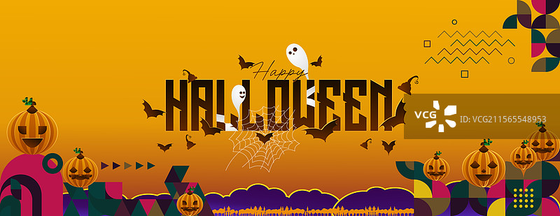万圣节几何图案海报封面设计图片素材