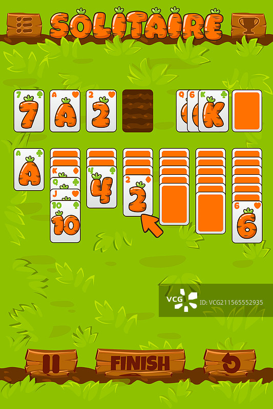 卡通风格的纸牌游戏界面，包含扑克牌图片素材