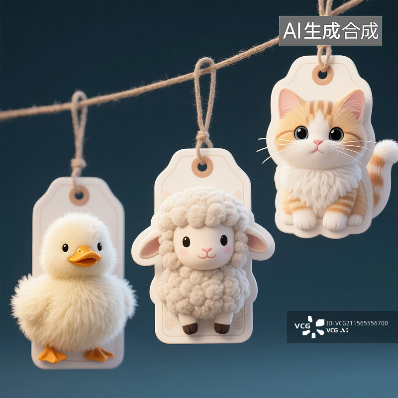 【AI数字艺术】可爱动物吊牌装饰图片素材