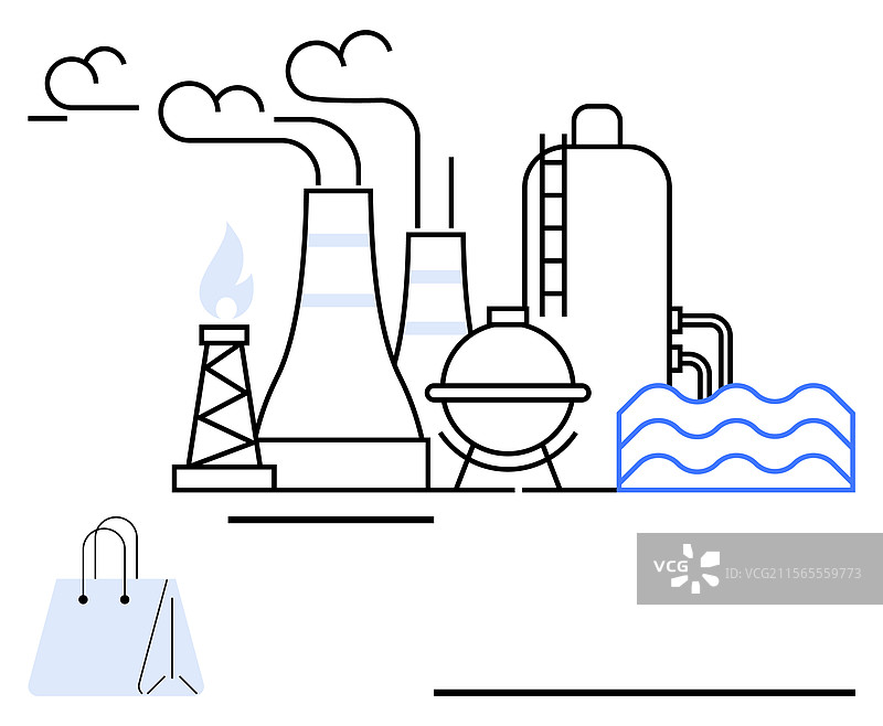带有冷却塔的工业设施储存区图片素材