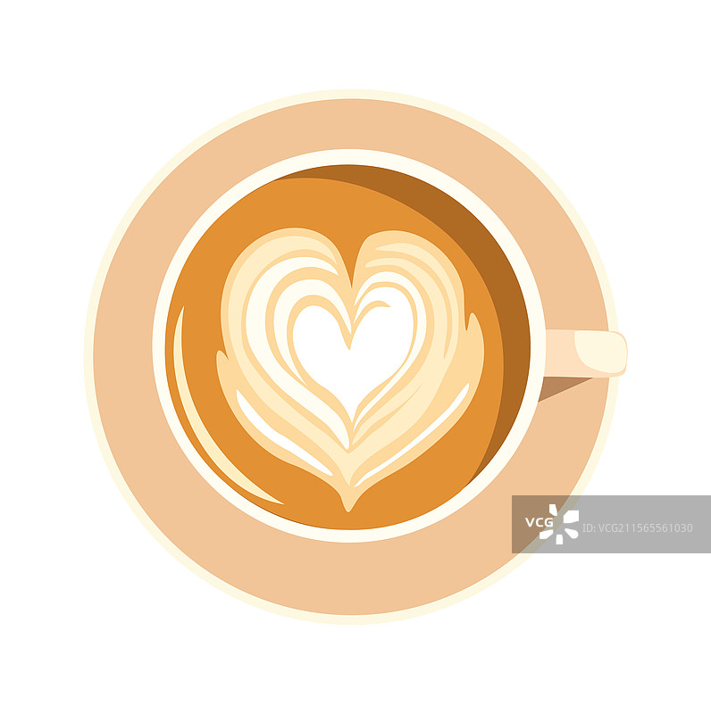 咖啡杯与碟子的俯视图，咖啡休息图标图片素材