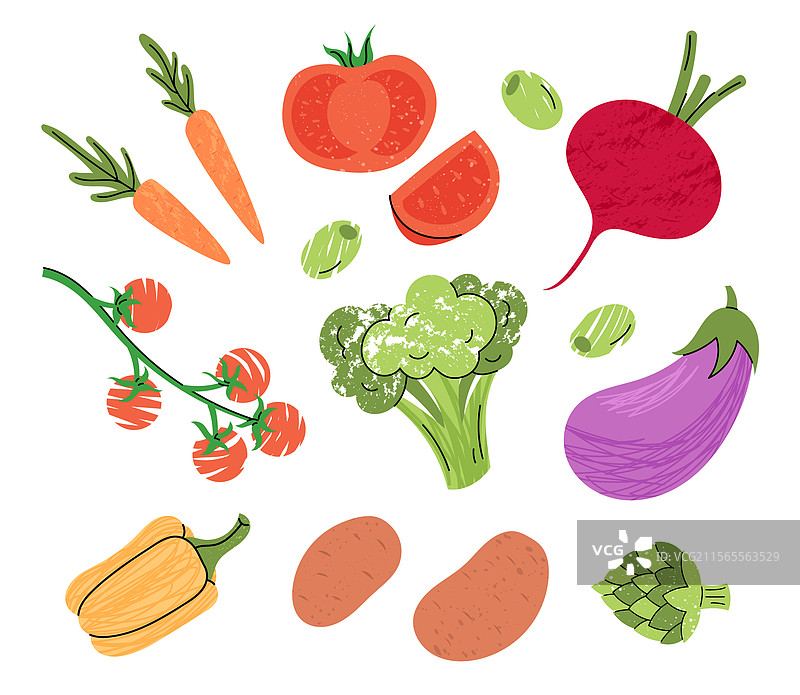 手绘蔬菜涂鸦元素新鲜感图片素材