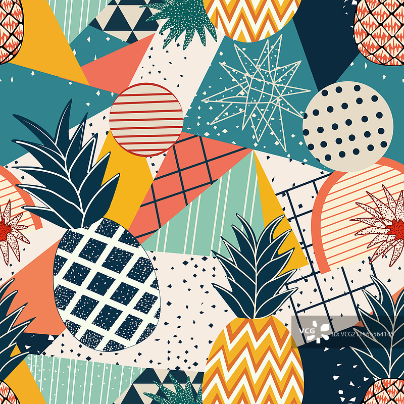 明亮多彩的几何图案，特色是图片素材