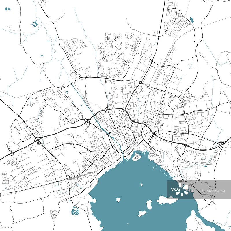 瑞典瓦斯特拉斯市及大都市区地图图片素材