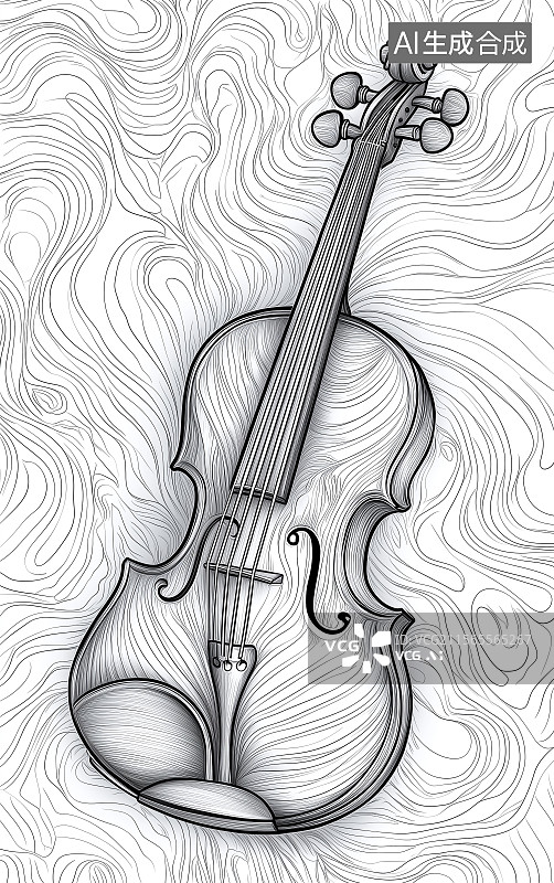 【AI数字艺术】乐器小提琴插画图片素材