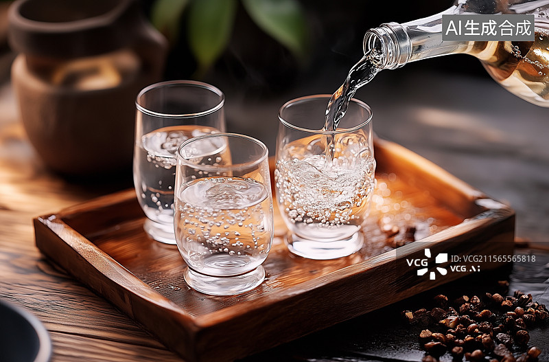 【AI数字艺术】餐桌上正在倒酒图片素材